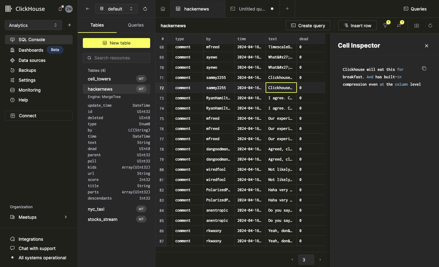 Cell inspector dialog showing the content of a selected cell - Zoomed
