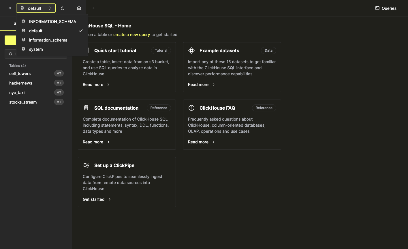 Table list and schema view showing database tables in the left sidebar - Zoomed